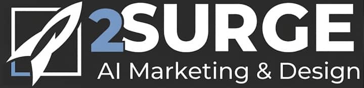 2Surge AI marketing and design logo in the site footer